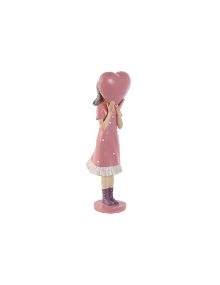 FIGURA RESINA 10X8,5X31 CHICA CORAZON ROSA