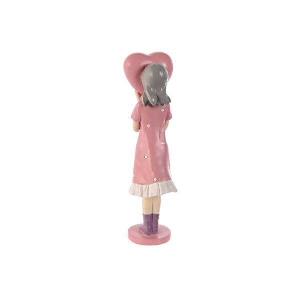 FIGURA RESINA 10X8,5X31 CHICA CORAZON ROSA