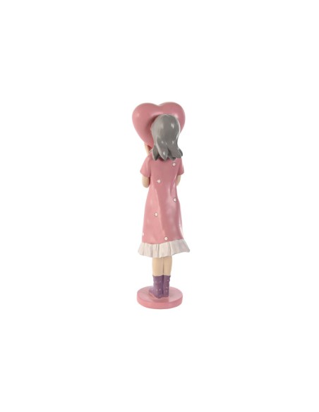 FIGURA RESINA 10X8,5X31 CHICA CORAZON ROSA