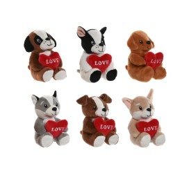 PELUCHE POLIESTER 10X8X14 PERRO CORAZON 6 SURT.
