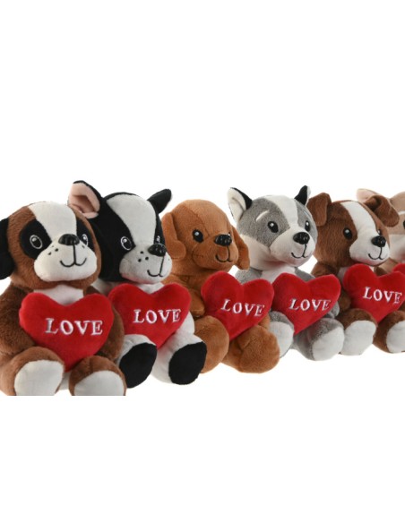 PELUCHE POLIESTER 10X8X14 PERRO CORAZON 6 SURT.