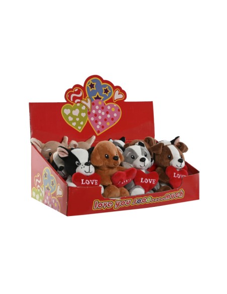 PELUCHE POLIESTER 10X8X14 PERRO CORAZON 6 SURT.