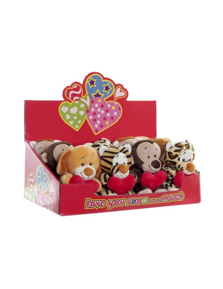 PELUCHE POLIESTER 11X10X14 ANIMALES CORAZONES 6 SURT