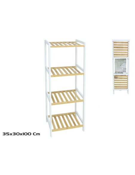 ESTANTERIA BAMBU 4 NIVELES 35X30X100 CM