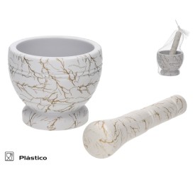 MORTERO CON MANO 11X9X7 CM BLANCO