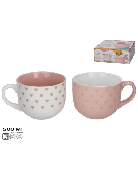 TAZA JUMBO GRES 500ML LOVE 2 SURT