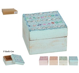 CAJA MADERA DECORADA 7,5X5CM 4 COLORES