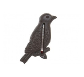 TERMOMETRO HIERRO COLADO CRISTAL 13X1X19 PAJARO