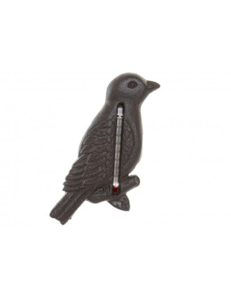 TERMOMETRO HIERRO COLADO CRISTAL 13X1X19 PAJARO