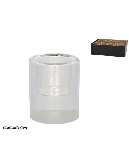 PORTAVELAS CRISTAL LUCY 6X6X8 CM