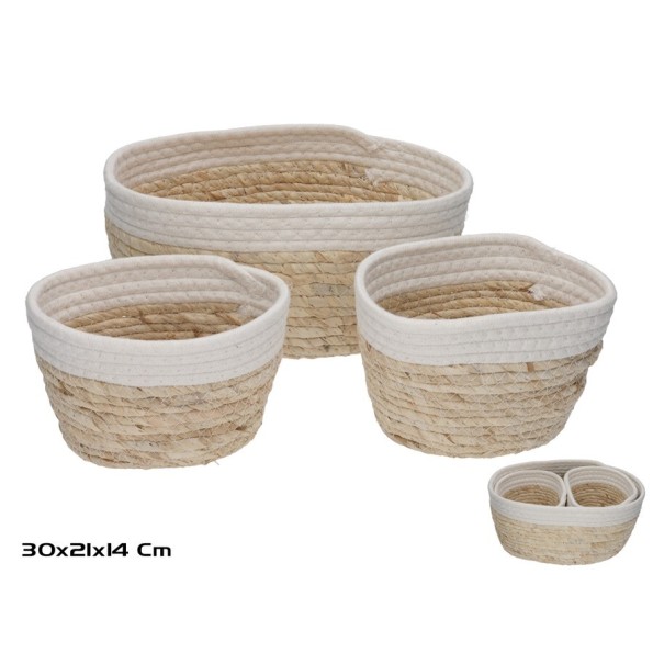 SET 3 CESTAS LIFE 30X21X14 BLANCA