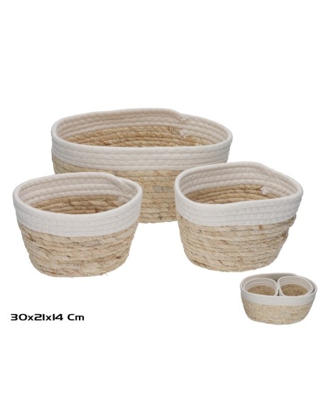 SET 3 CESTAS LIFE 30X21X14 BLANCA