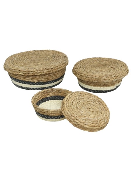 SET 3 CESTOS CON TAPA ANAS 26X10CM