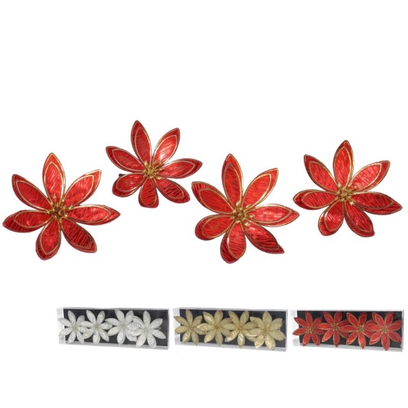 FLOR X4 XMAS CON CLIP 13X13X4CM