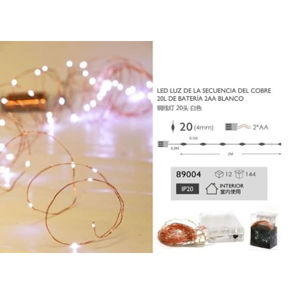 LUZ LED BLANCA CABLE COBRE 2M