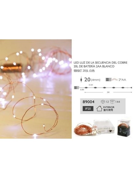 LUZ LED BLANCA CABLE COBRE 2M