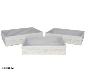 SET 3 CESTAS AZKAR BLANCO RECTAN. 42x31x10CM 39x28