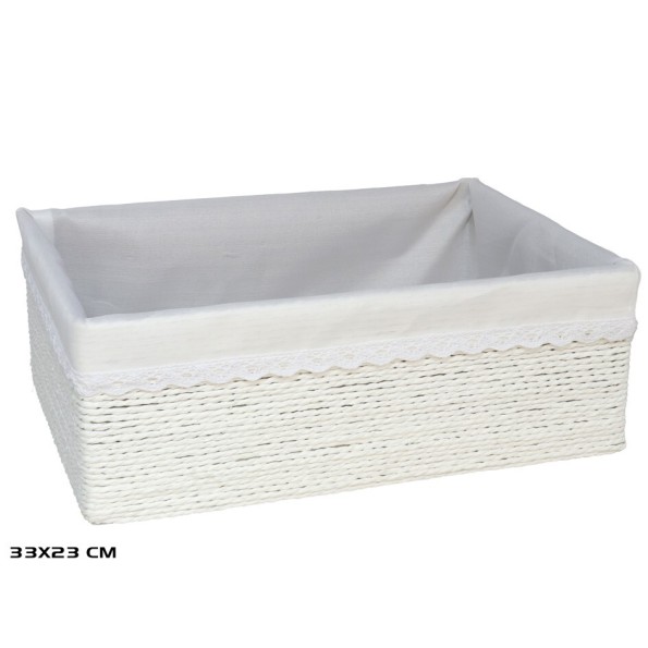 CESTA AZKAR BLANCO RECTAN. 33x23x12CM