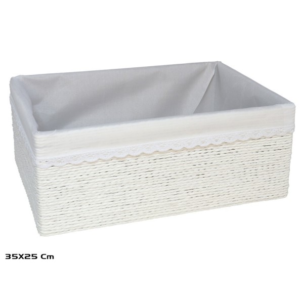 CESTA AZKAR BLANCO RECTAN. 35x25x14CM