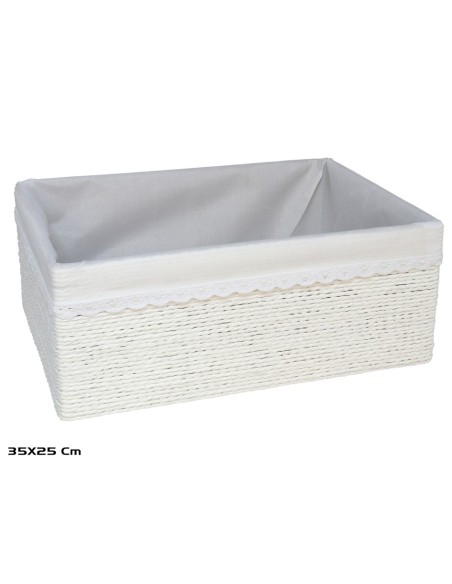 CESTA AZKAR BLANCO RECTAN. 35x25x14CM