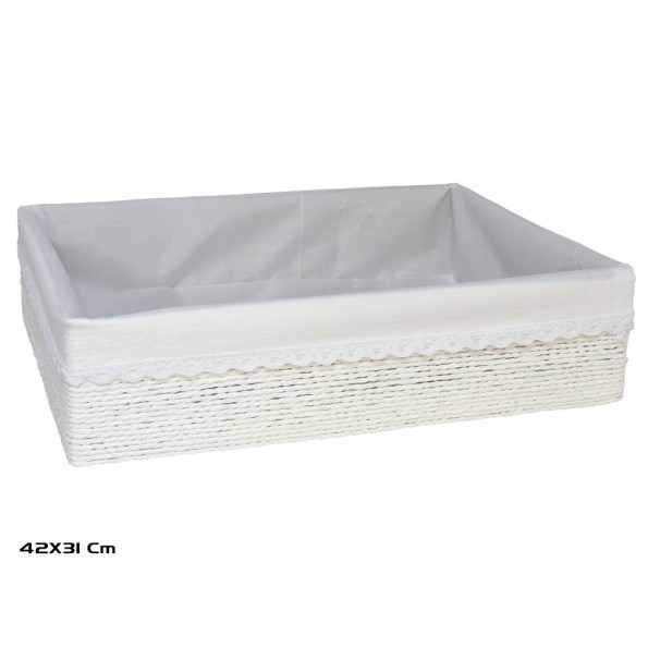 CESTA AZKAR BLANCO RECTAN. 42x31x10CM