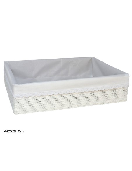 CESTA AZKAR BLANCO RECTAN. 42x31x10CM