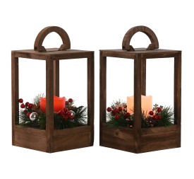 FAROLA LED MADERA 16X16X26 2 SURT.