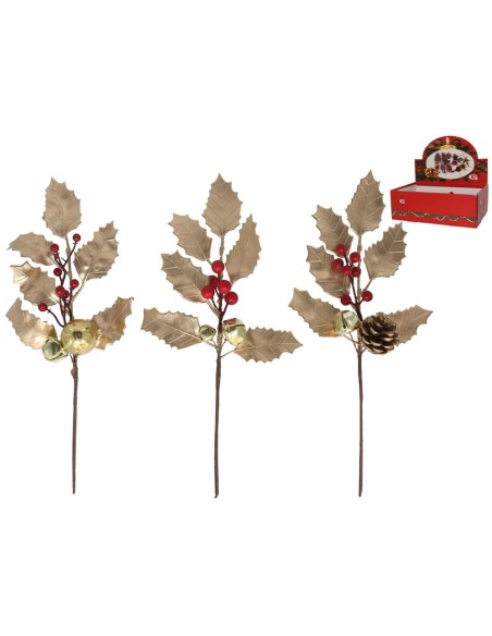 PICK HOJAS ORO 3 SURT 35 CM