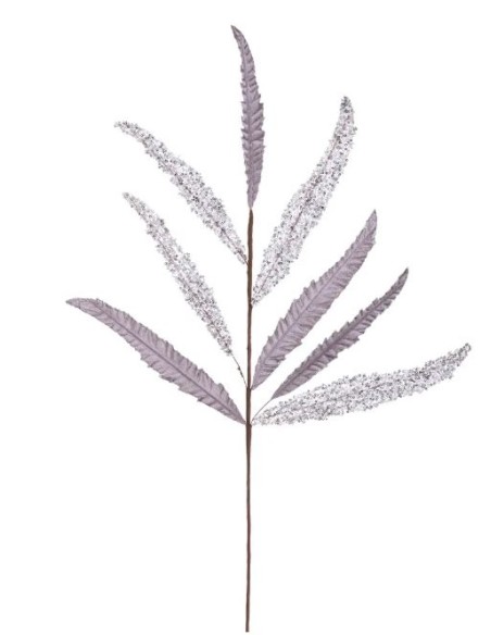 RAMA HOJAS TEJIDO PLATA 80 CM