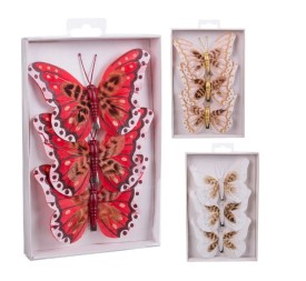 S/3 MARIPOSA CON CLIP PLUMAS 3/M 11 X 0,80 X 9 CM