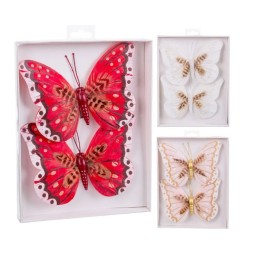 S/2 MARIPOSA CON CLIP PLUMAS 3/M 16,50 X 1 X 13 CM