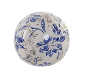 BOLA DECORACION CERAMICA 12X12X12 FLORAL BLANCO