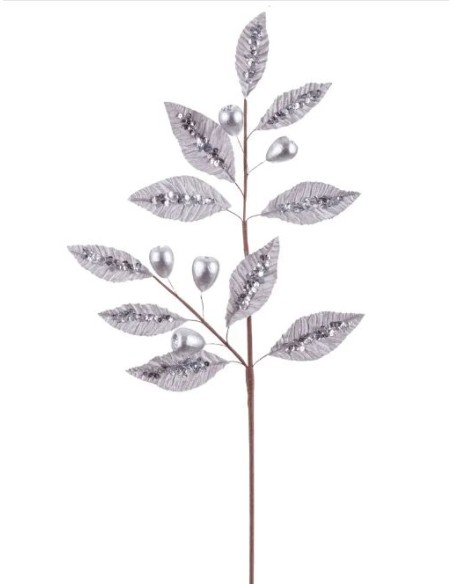 RAMA HOJAS PLATA 74 CM