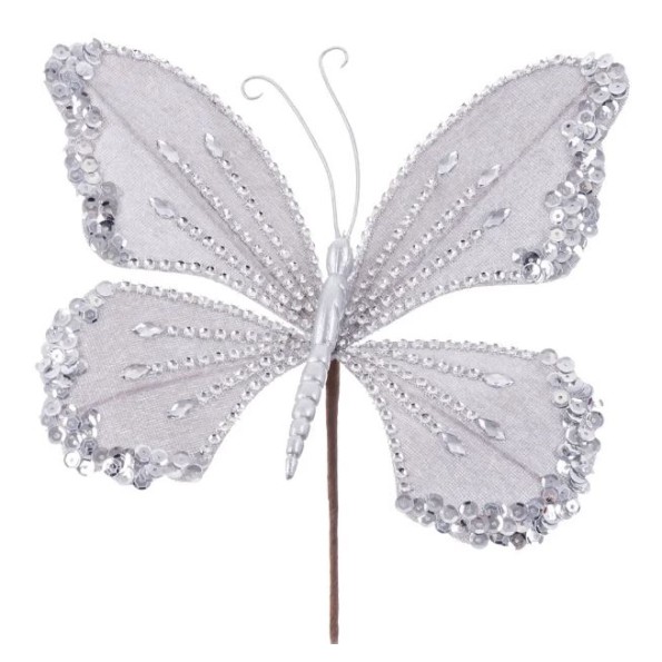 MARIPOSA POLIESTER PLATA 22 X 17 X 15 CM