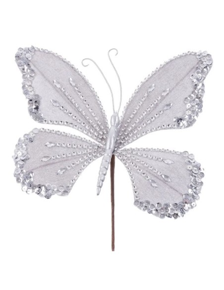 MARIPOSA POLIESTER PLATA 22 X 17 X 15 CM