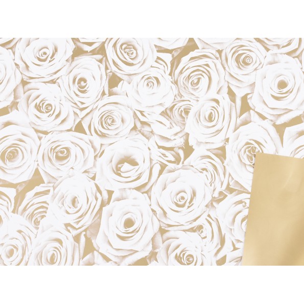 BOBINA PERLATO ROSAS BLANCAS/ORO 0,7X40M