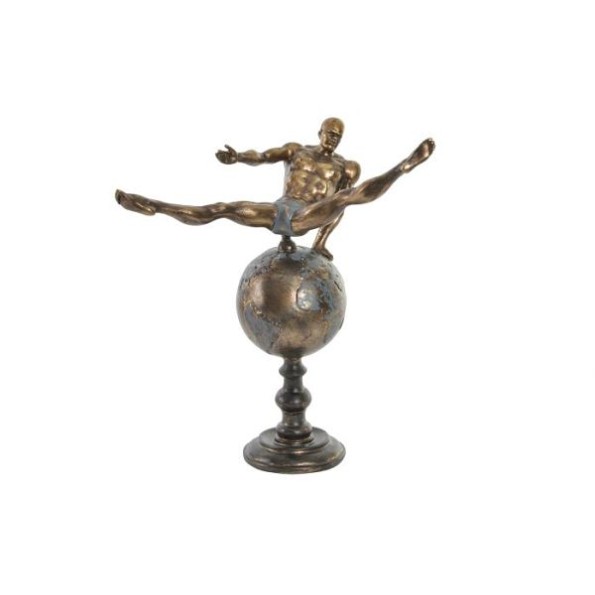 FIGURA RESINA 29X16X33 ATLETA ENVEJECIDO DORADO