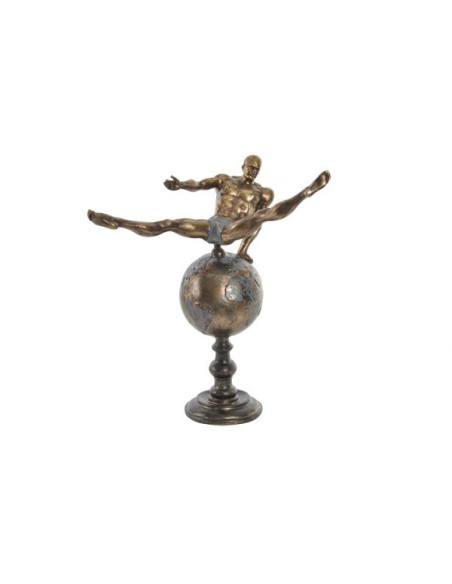 FIGURA RESINA 29X16X33 ATLETA ENVEJECIDO DORADO