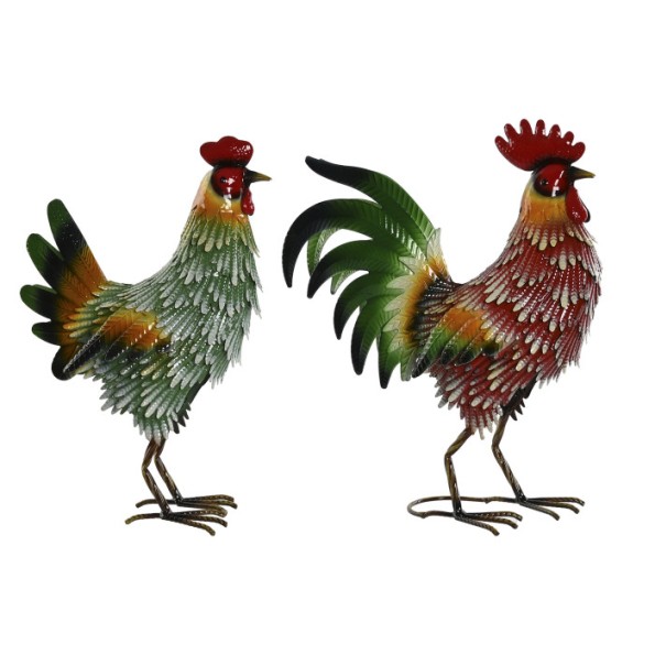 FIGURA METAL 36X14,5X44,5 GALLO GALLINA 2 SURT.