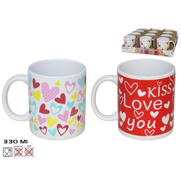 JARRA MUG PORCELANA LOVING 330ML 2 SURTIDOS