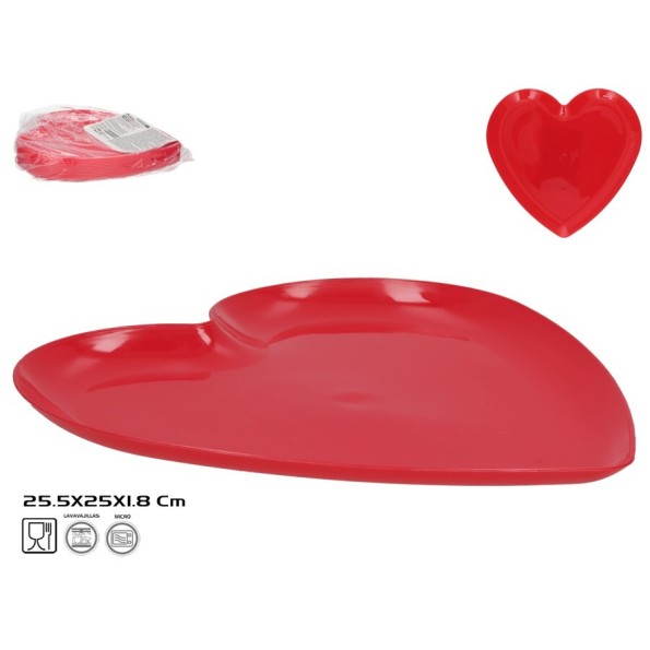 PLATO CORAZON ROJO 25,5X25X1,8 CM