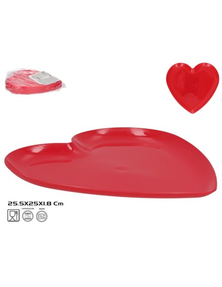 PLATO CORAZON ROJO 25,5X25X1,8 CM