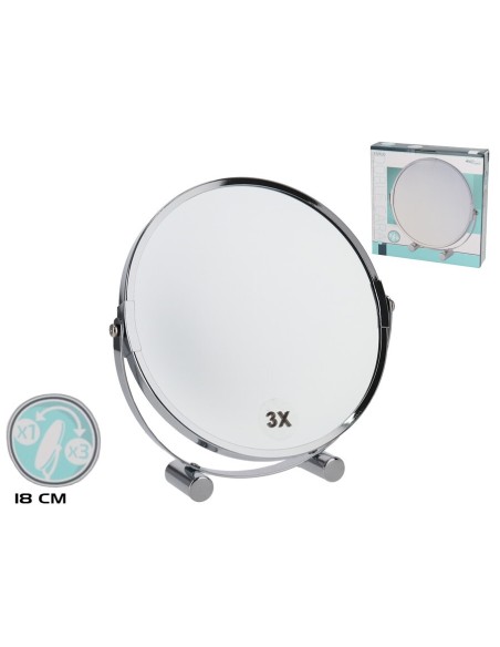 ESPEJO DOBLE CARA 18CM C/ AUMENTO 3X