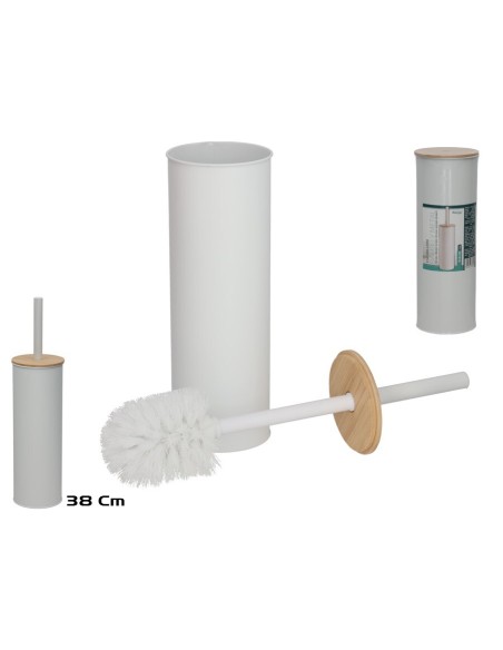 ESCOBILLERO METAL Y BAMBU 9X9X38CM