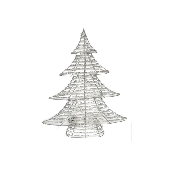 ARBOL NAVIDAD METAL 100 LUCES 60CM PLATA