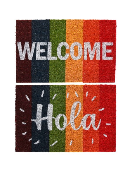 FELPUDO FIBRA COCO GOMA 60X40X1,5 ARCOIRIS  2 SURT.