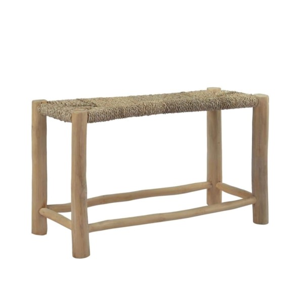  BANCO MADERA ASIENTO FIBRA NATURALES ARTESANAL 35X60