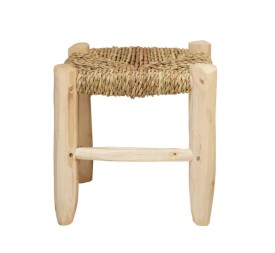 Taburete Madera y fibra natural - Artesanía al por Mayor | Mundo Flor