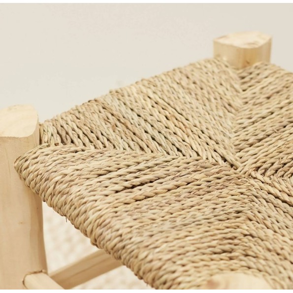 Taburete Madera y fibra natural - Artesanía al por Mayor | Mundo Flor