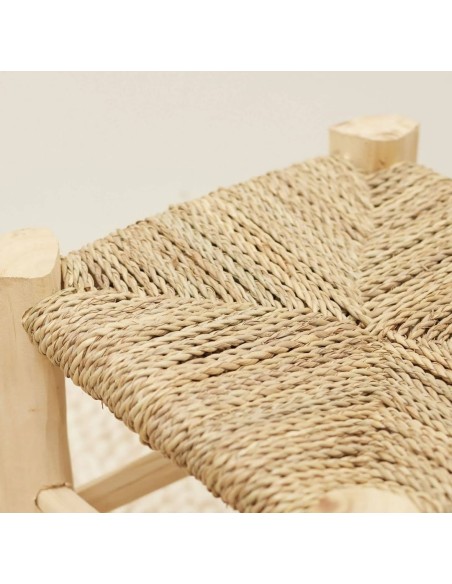 Taburete Madera y fibra natural - Artesanía al por Mayor | Mundo Flor
